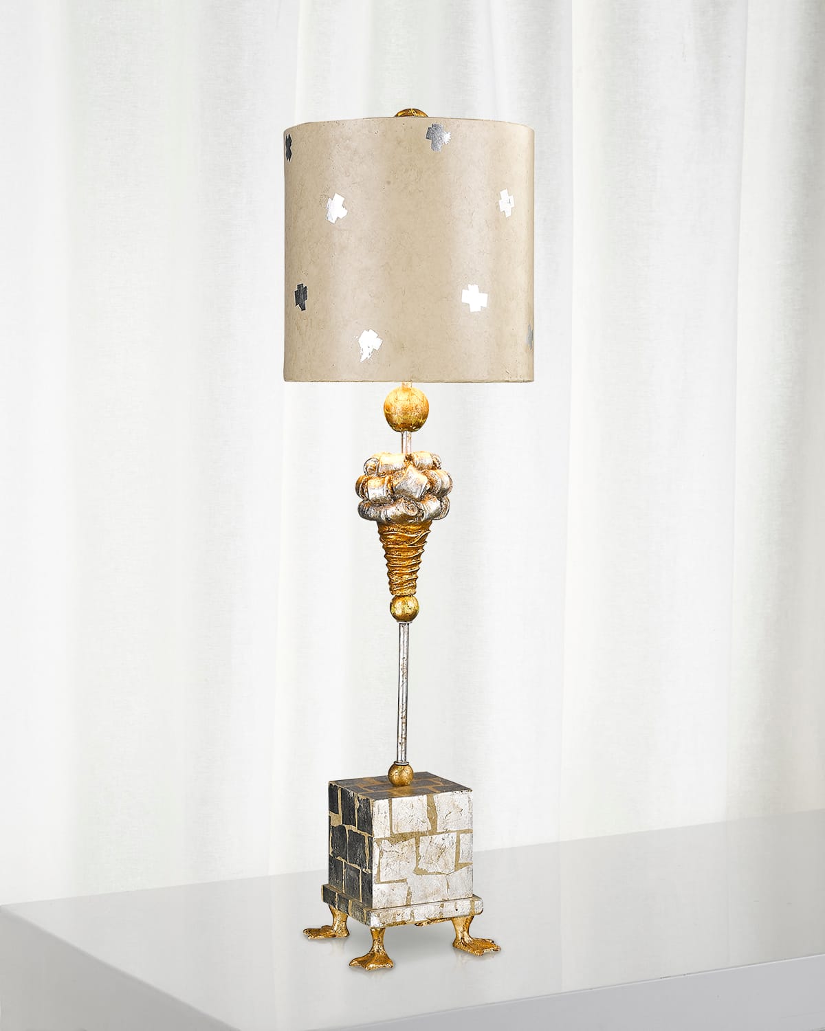 Shop Lucas + Mckearn Pompadour X Table Lamp In Beige And Silver