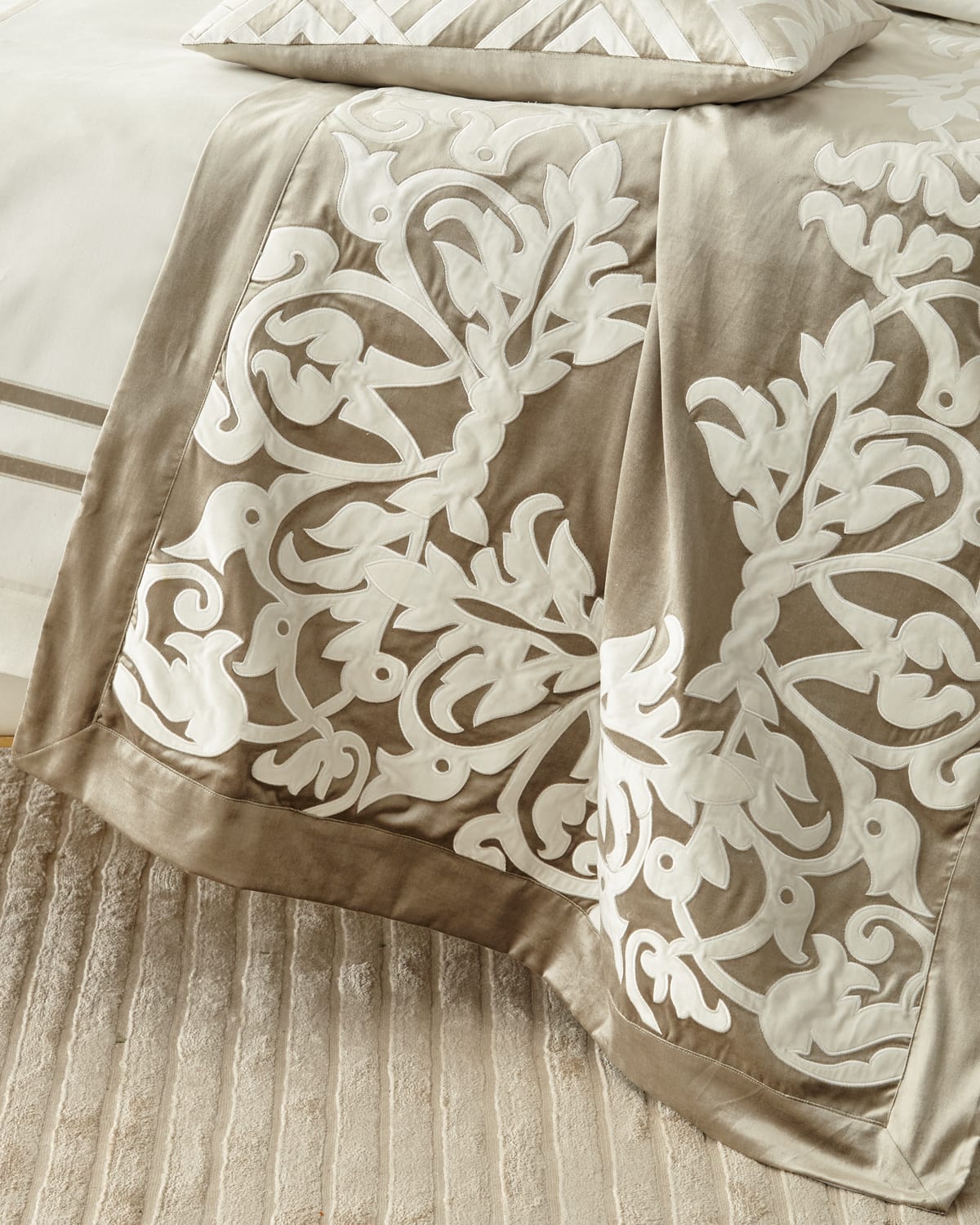 Shop Lili Alessandra Diana Fawn Velvet Throw In Beige