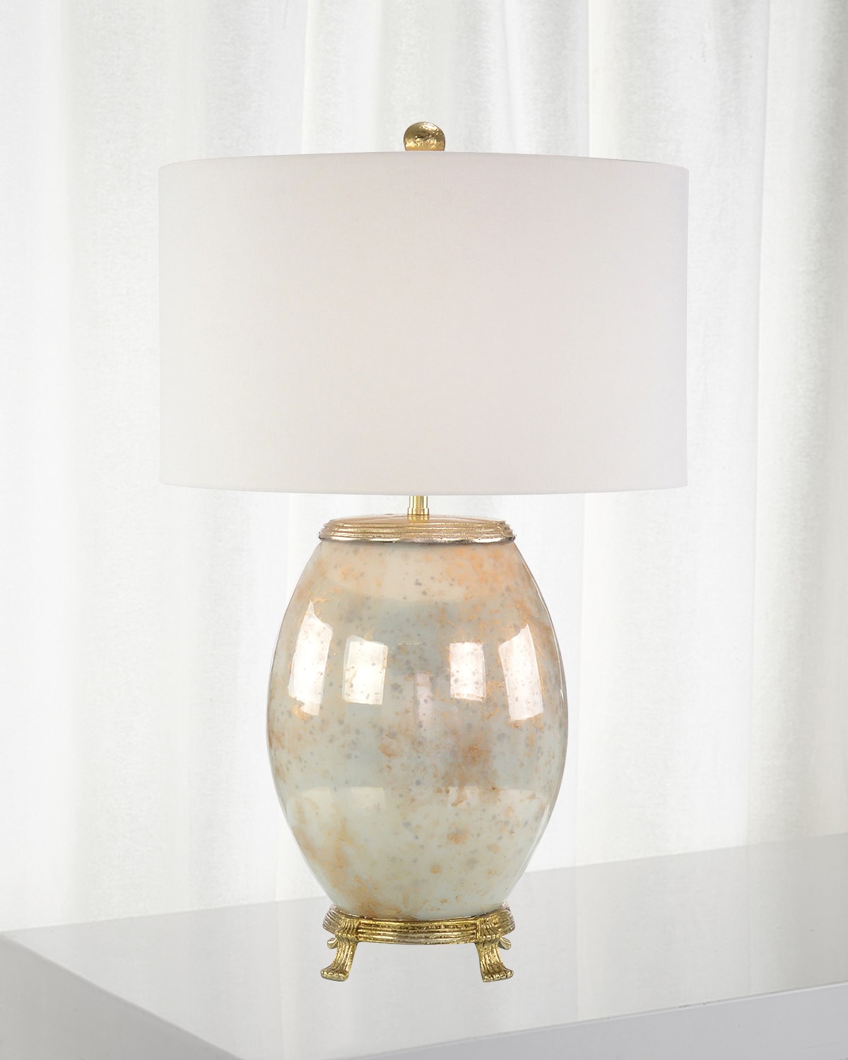 John-richard Collection Melded White & Brass Lamp In White
