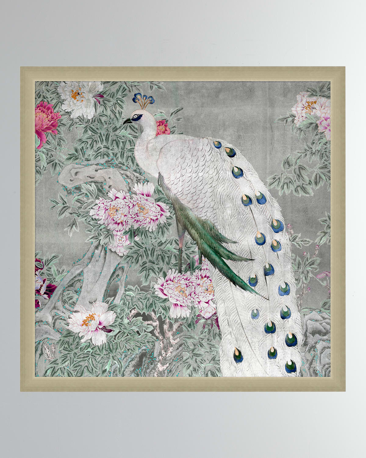 Wendover Art Group 'peony Blossom Peacock' Wall Art In Multi