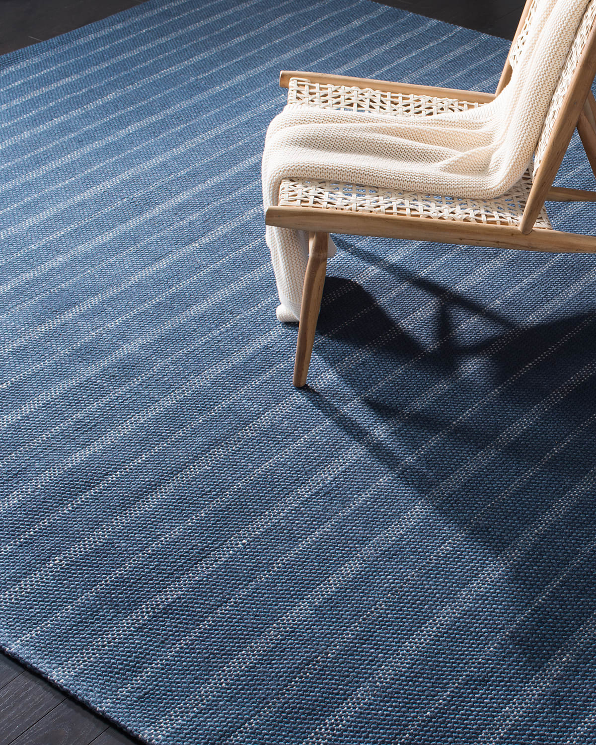 Ralph Lauren Miles Navy Stripe Flat Weave Rug, 8' X 10' In Navy