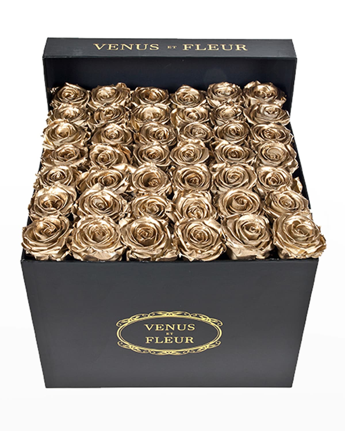 Shop Venus Et Fleur Classic Large Square Rose Box In Gold