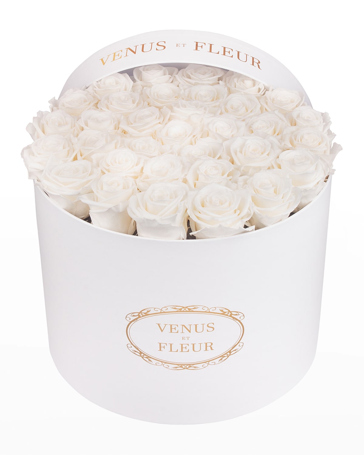 Venus Et Fleur Classic Large Round Rose Box In White