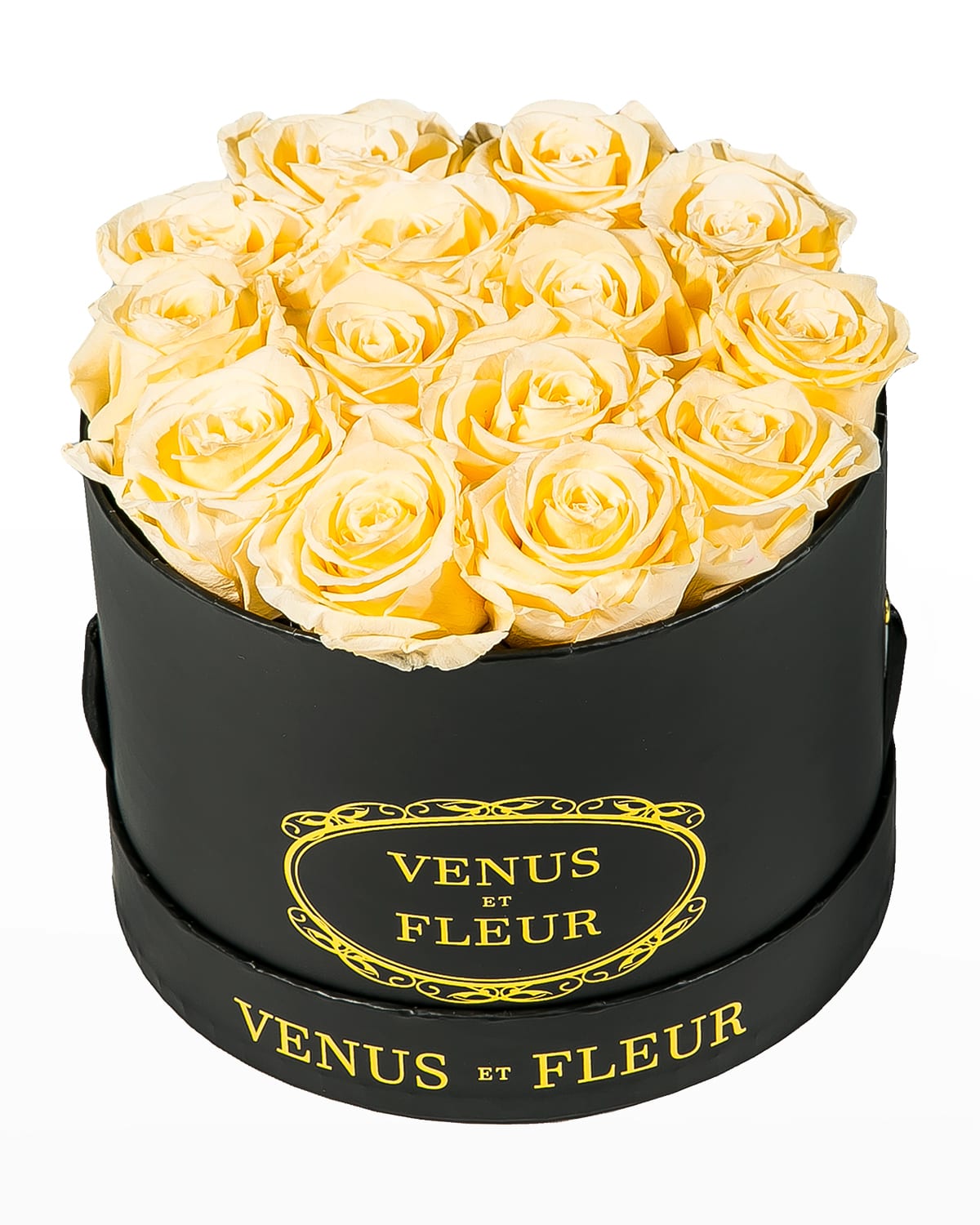 Venus Et Fleur Classic Small Round Rose Box In Champagne