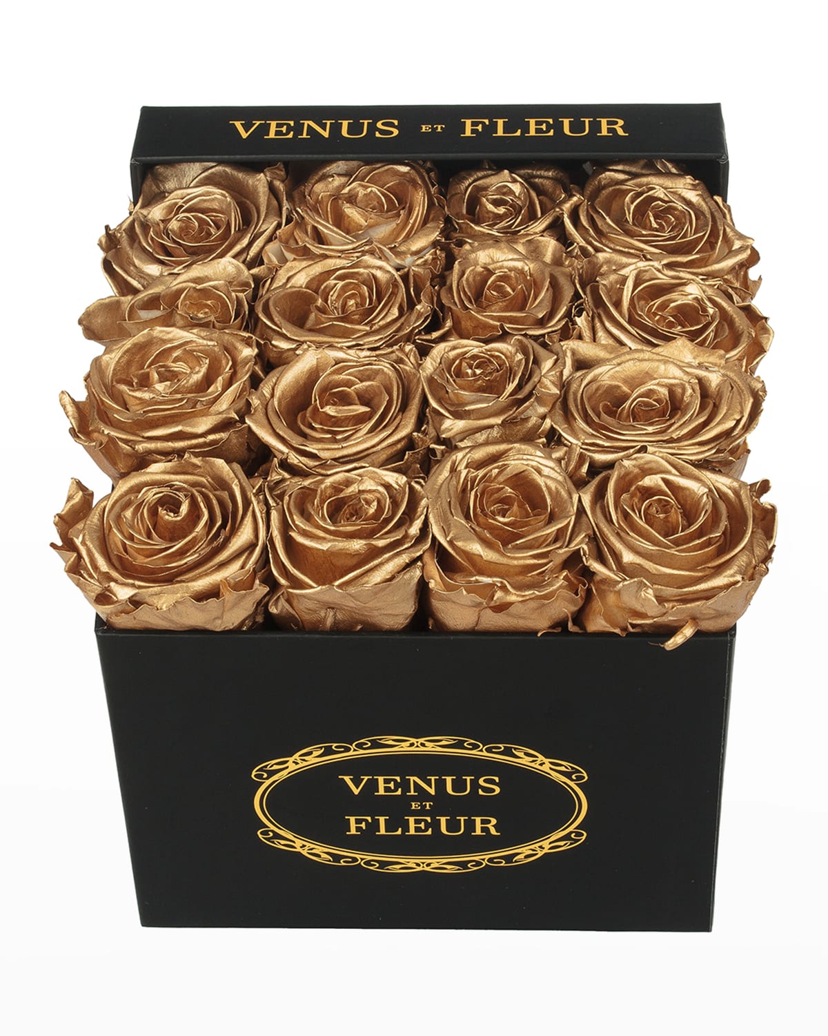 Shop Venus Et Fleur Classic Small Square Rose Box In Gold