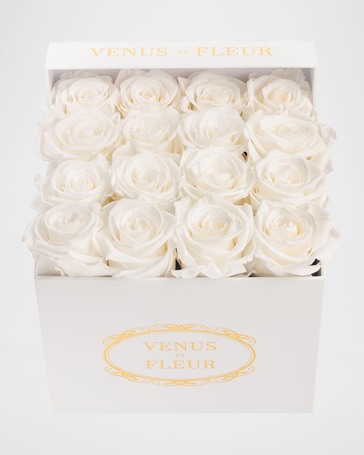 Venus Et Fleur Classic Small Square Rose Box In White