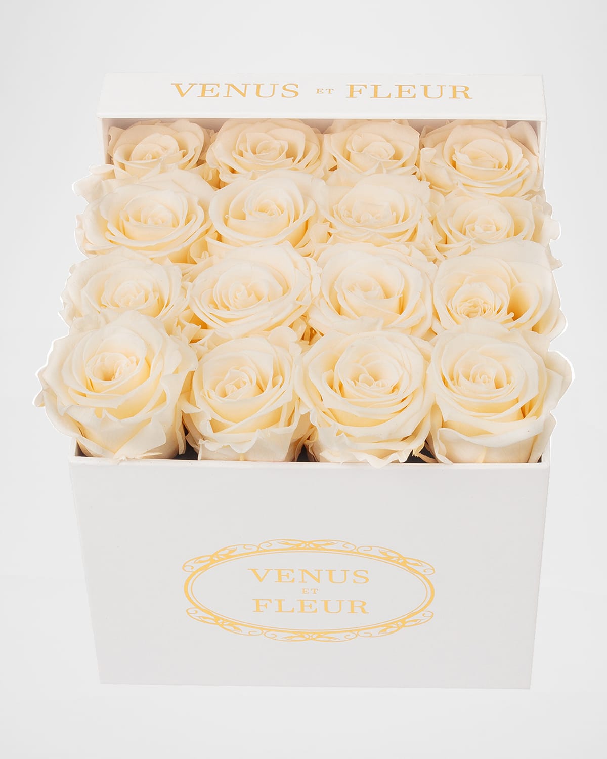 Venus Et Fleur Classic Small Square Rose Box In Pearl