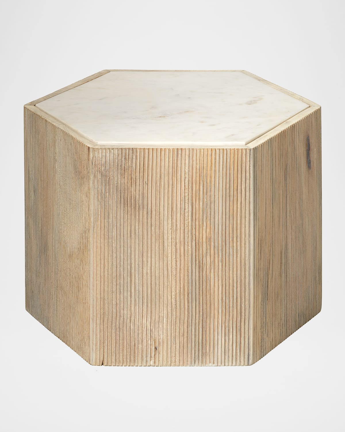 Jamie Young Medium Argon Hexagon Side Table In Natural And White