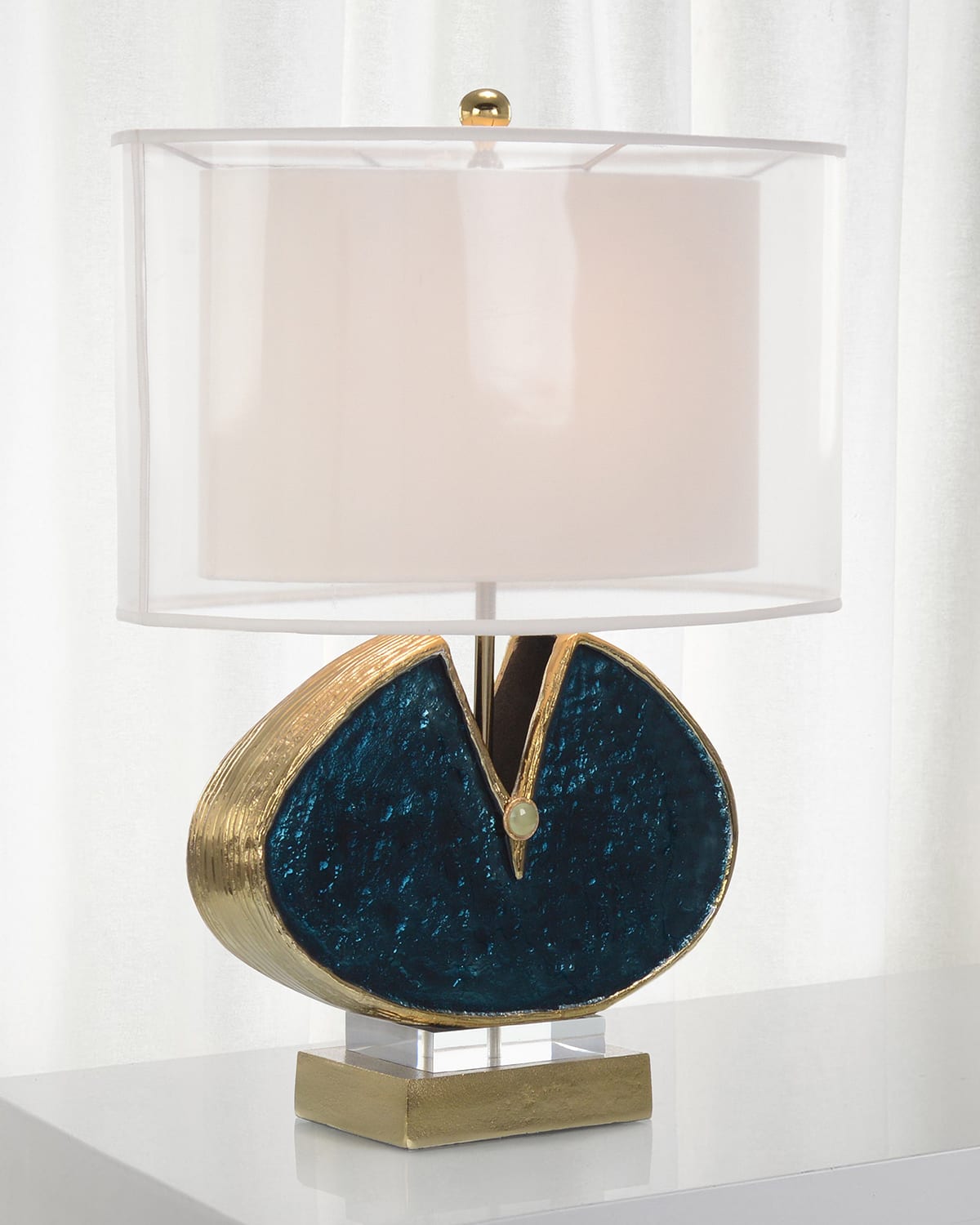 Shop John-richard Collection Blue Enameled & Jeweled Lamp