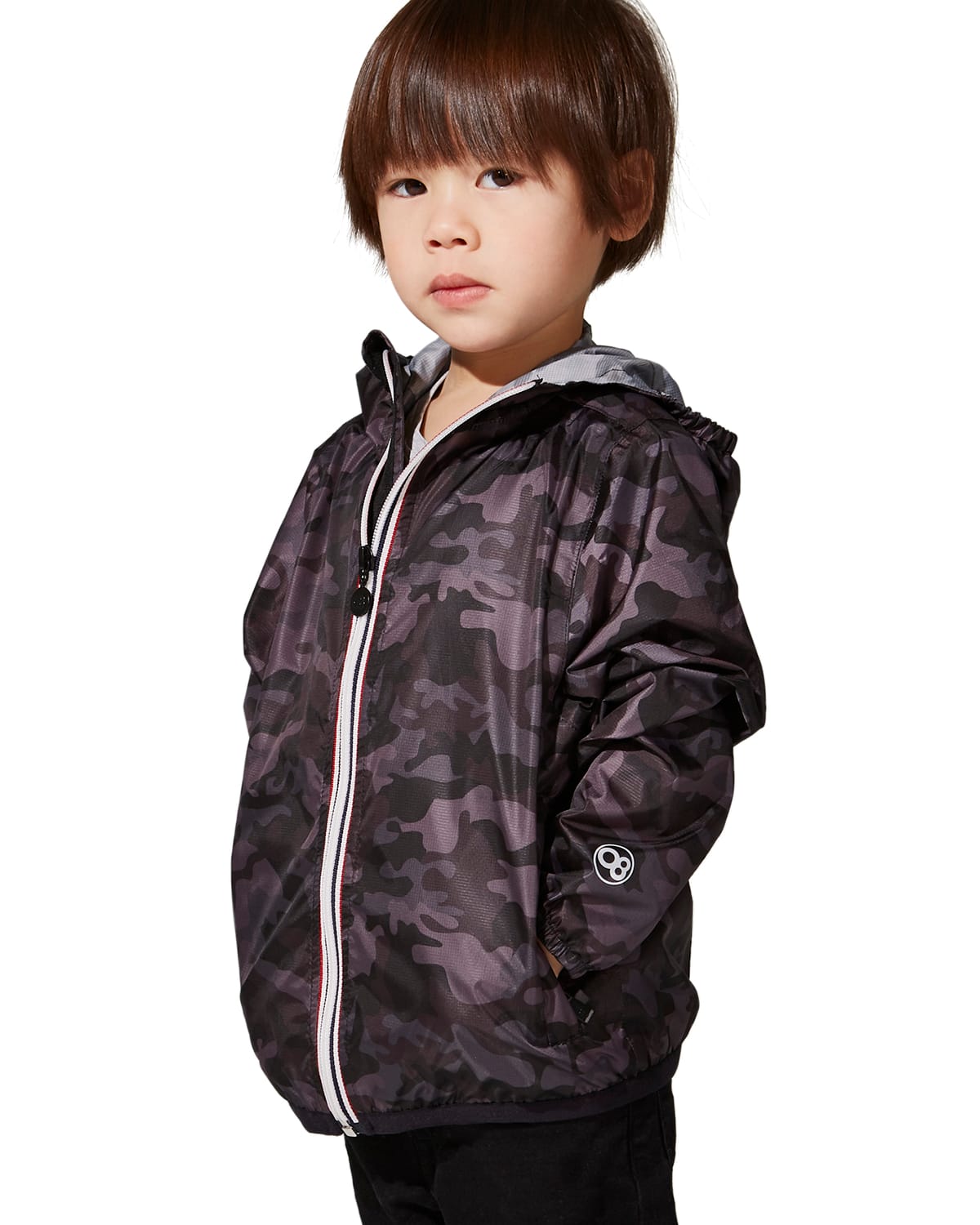 O8 Lifestyle Kid's Sam Printed Hooded Jacket In Black Camo