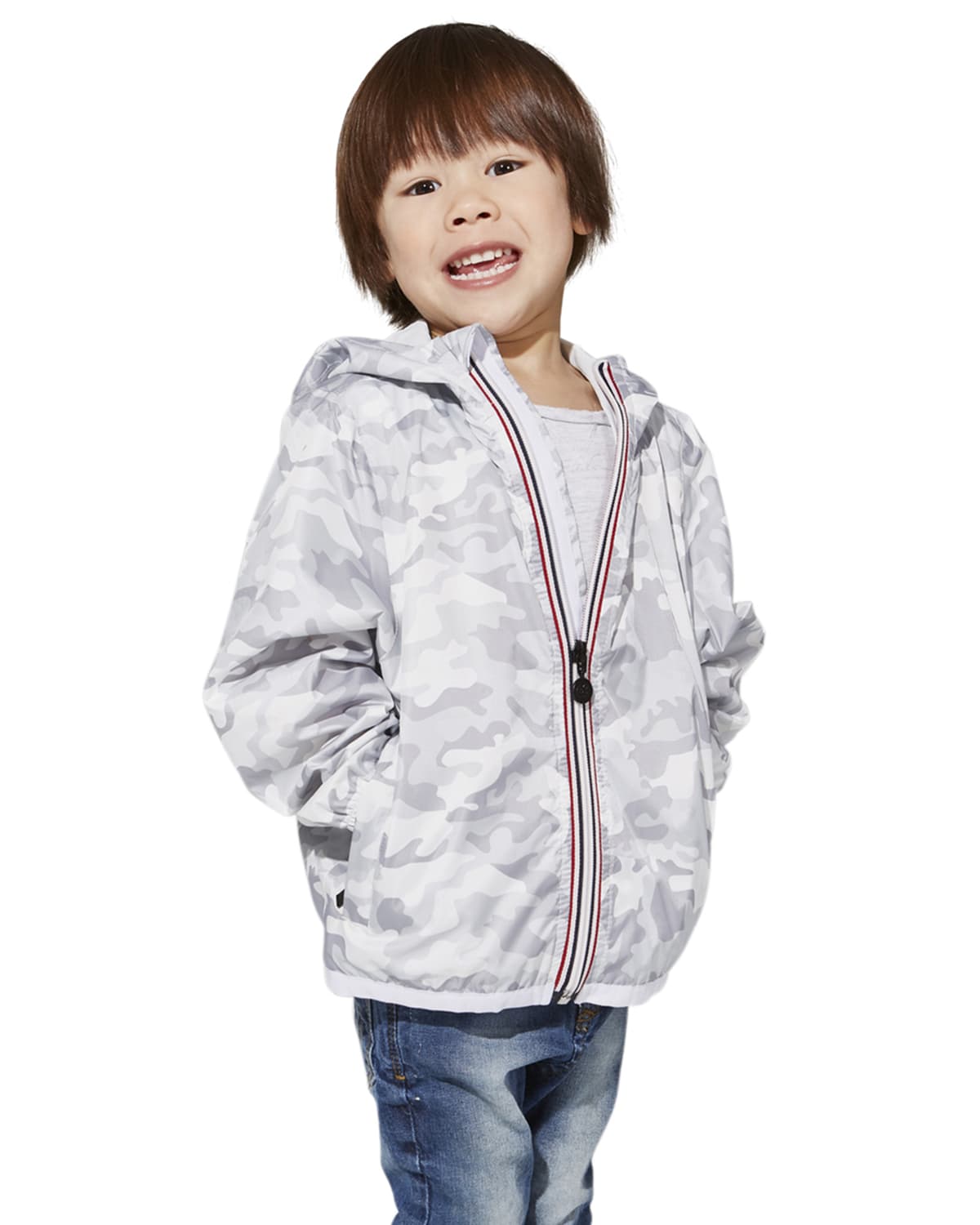 O8 Lifestyle Kid's Sam Printed Hooded Jacket In White Camo