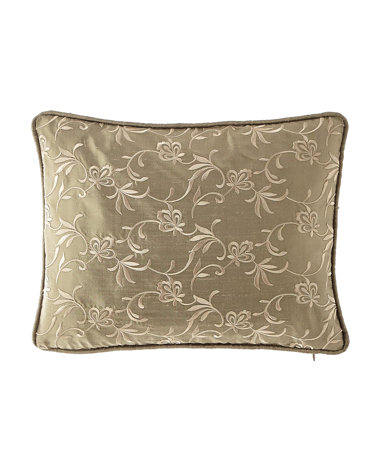 Shop Austin Horn Collection Everleigh Embroidered Silk Pillow In Taupe