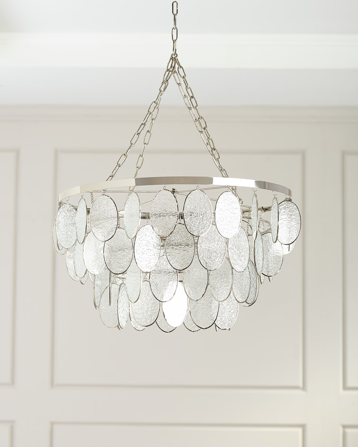 Neiman Marcus Textured Glass Chandelier In Silver