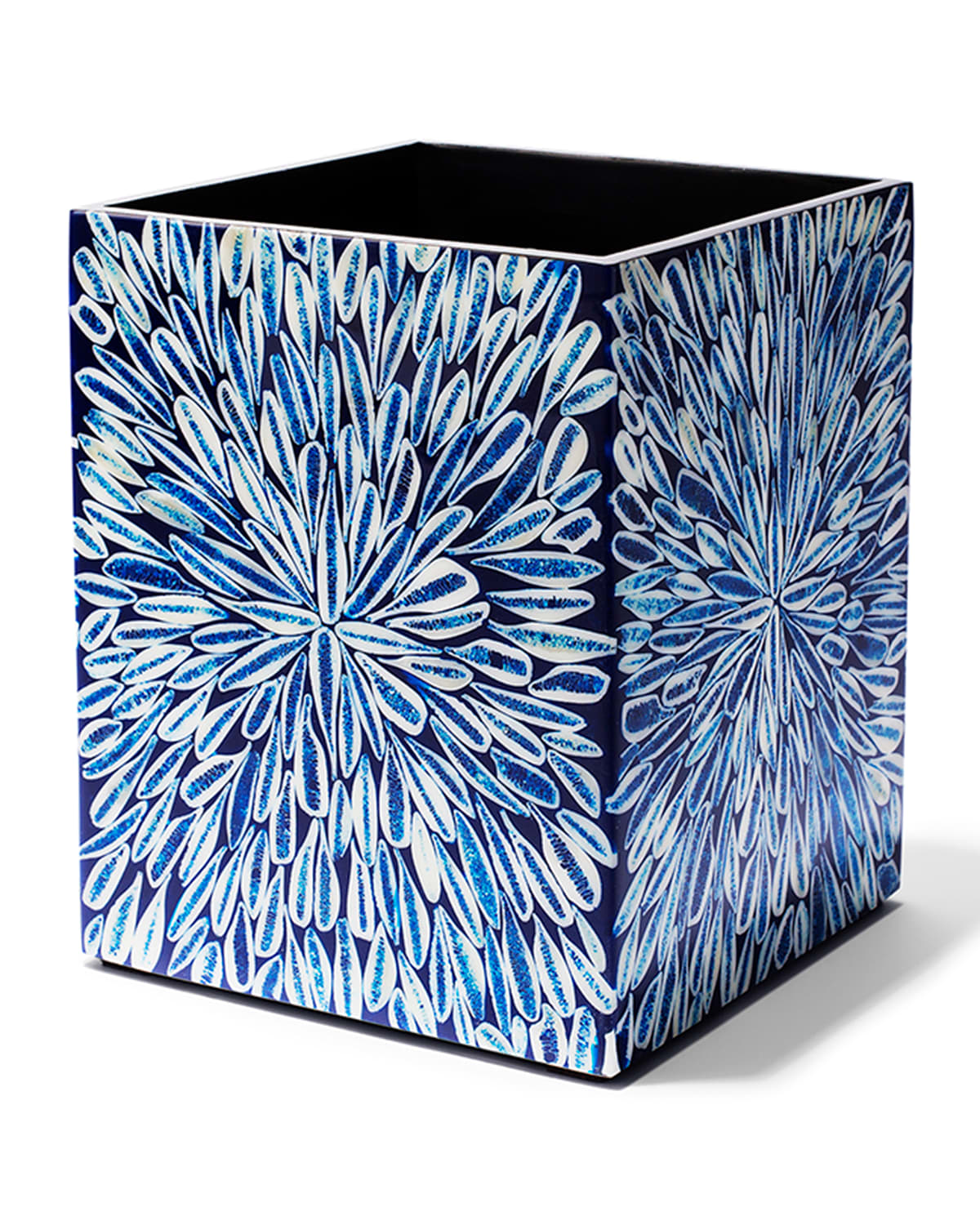 Shop Ladorada Blue Almendro Wastebasket In Blue And Ivory