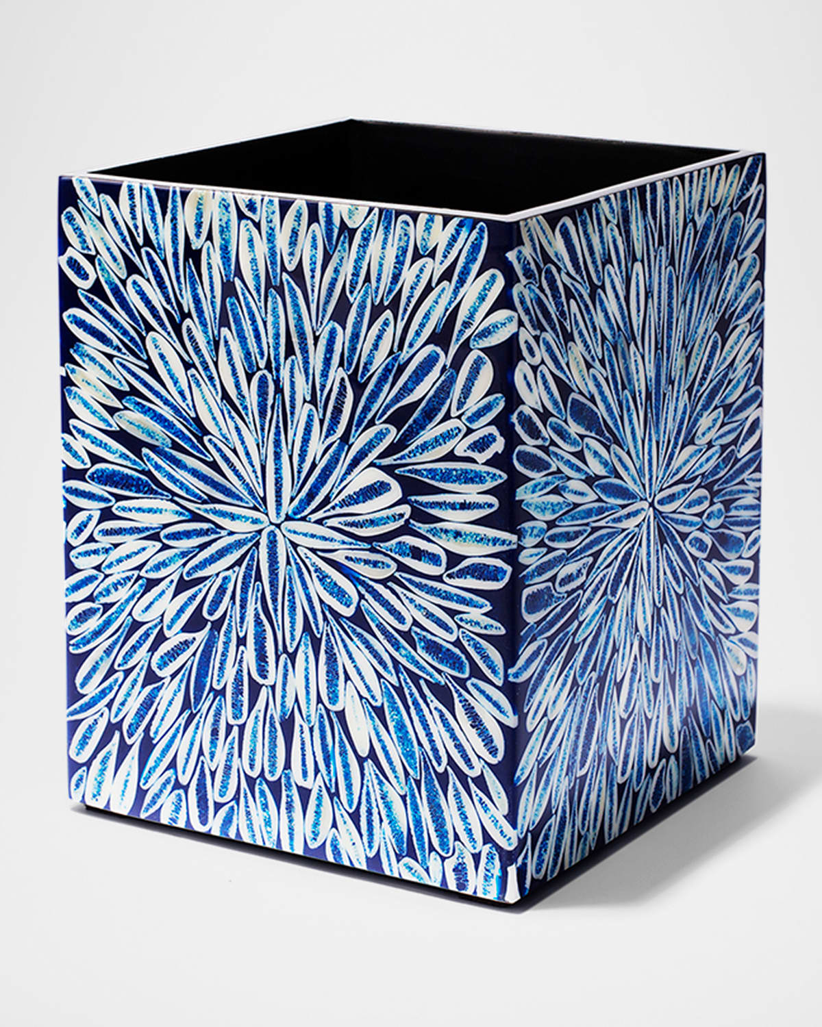 Shop Ladorada Blue Almendro Wastebasket In Blue And Ivory