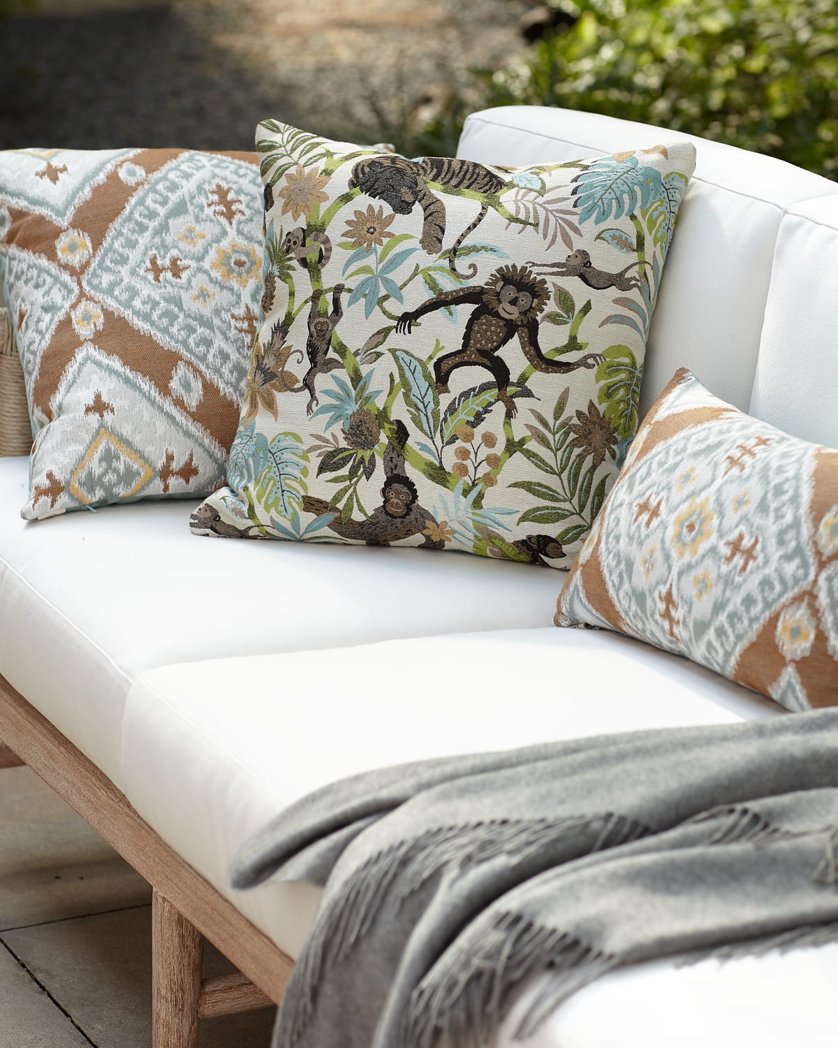 Shop Elaine Smith Ikat Diamond Caramel Indoor/outdoor Pillow In Neutral Pattern