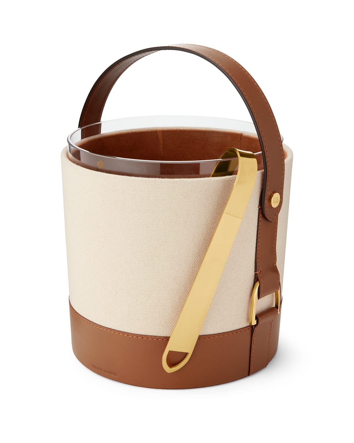 Shop Ralph Lauren Garrett Ice Bucket In Saddle Leather