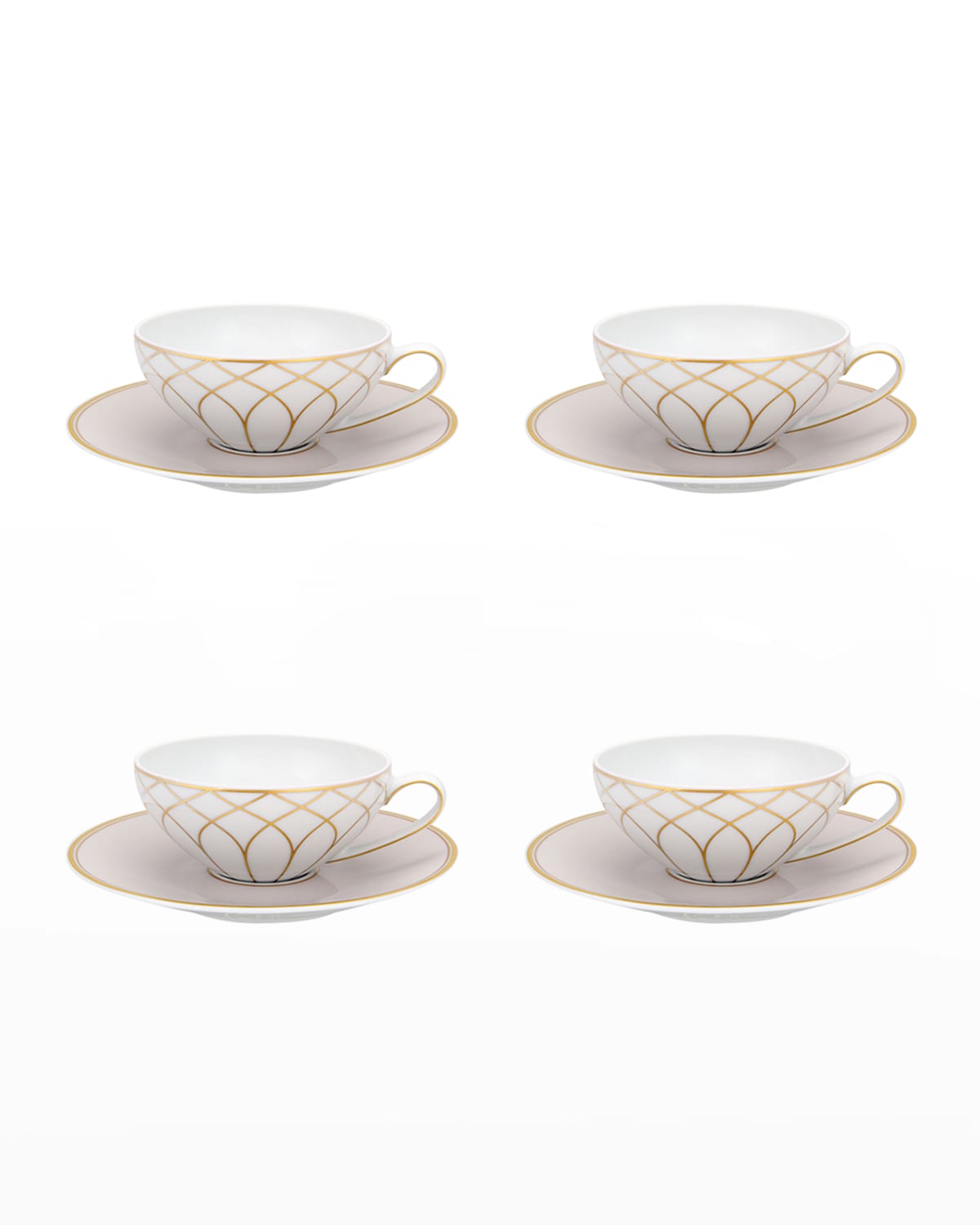 Shop Vista Alegre Terrace Tea Cups & Saucers, Set Of 4 In Lavender