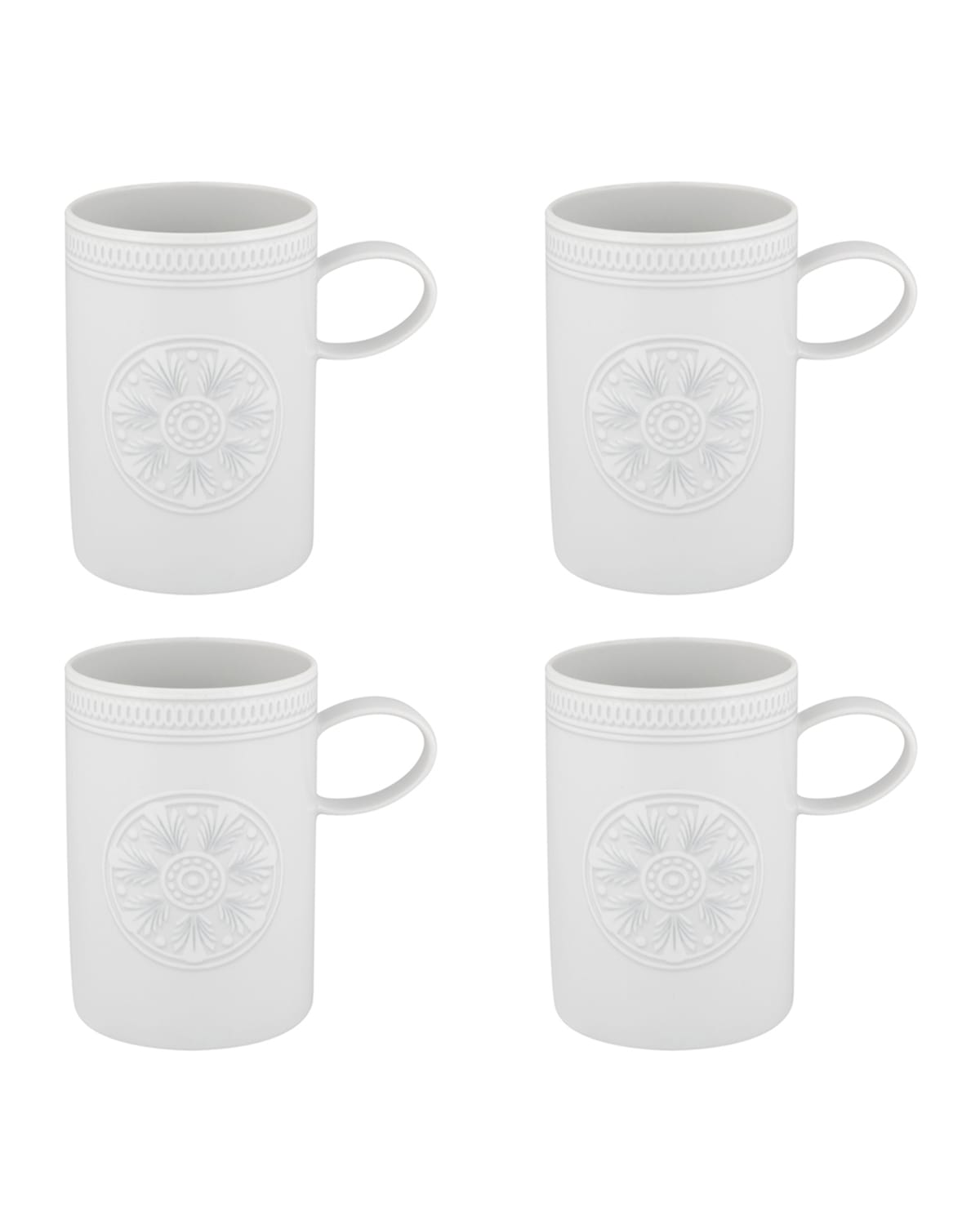 Vista Alegre Ornament Coffee Mugs, Set Of Four In White