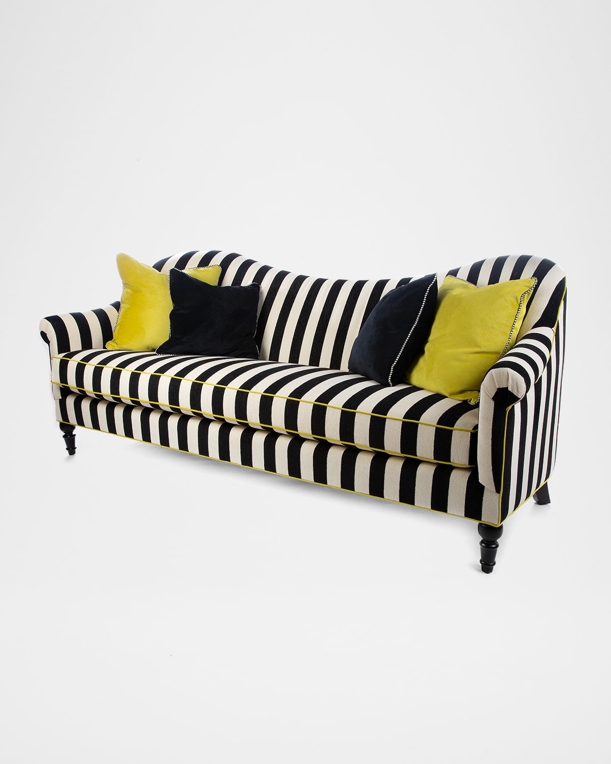 Mackenzie-childs Marquee Chenille Stripe Sofa In Black/white