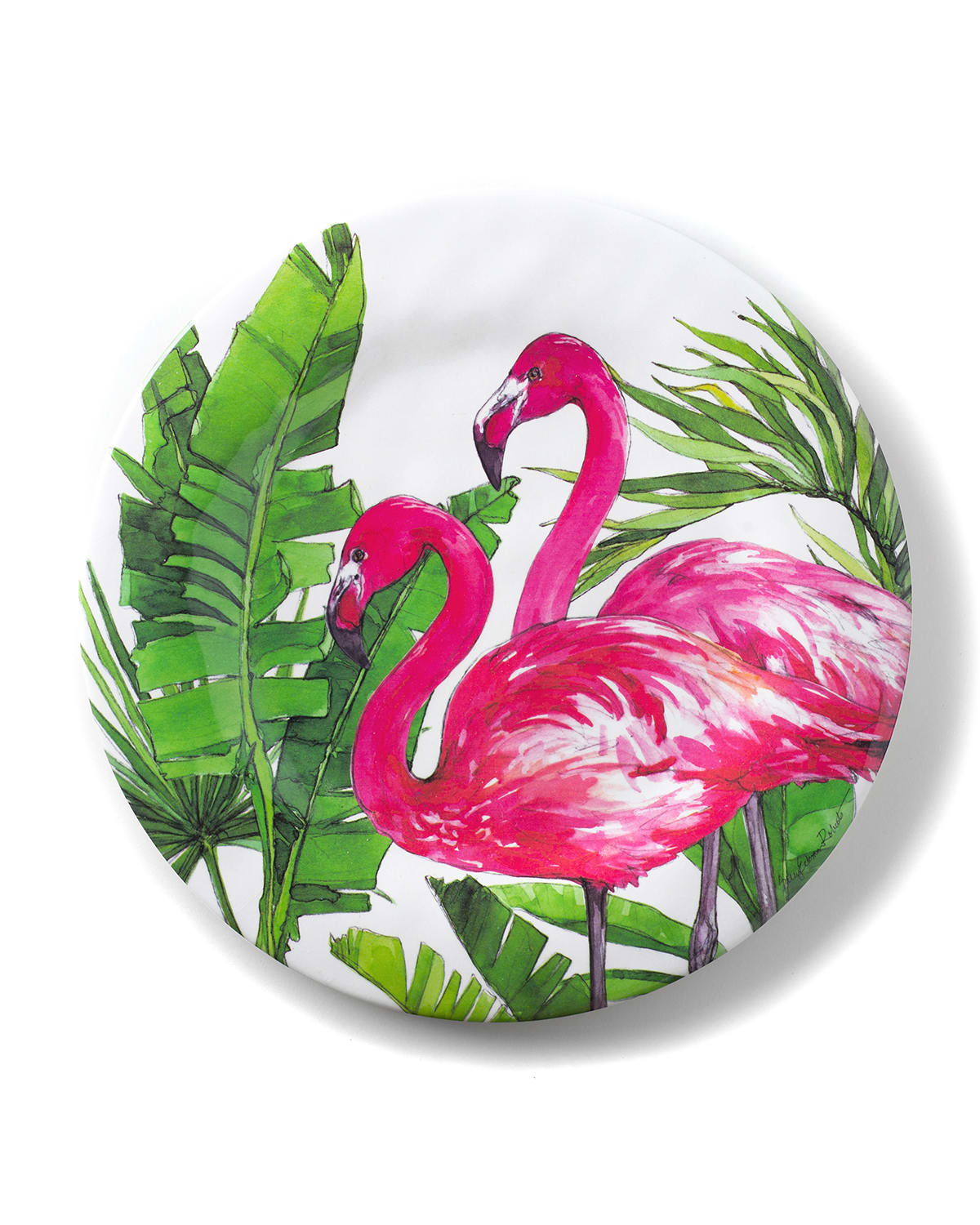 Shop Bamboo Table Flamingo Tropics Shatter-resistant Bamboo Dinner Plates, Set Of 4 In Pink