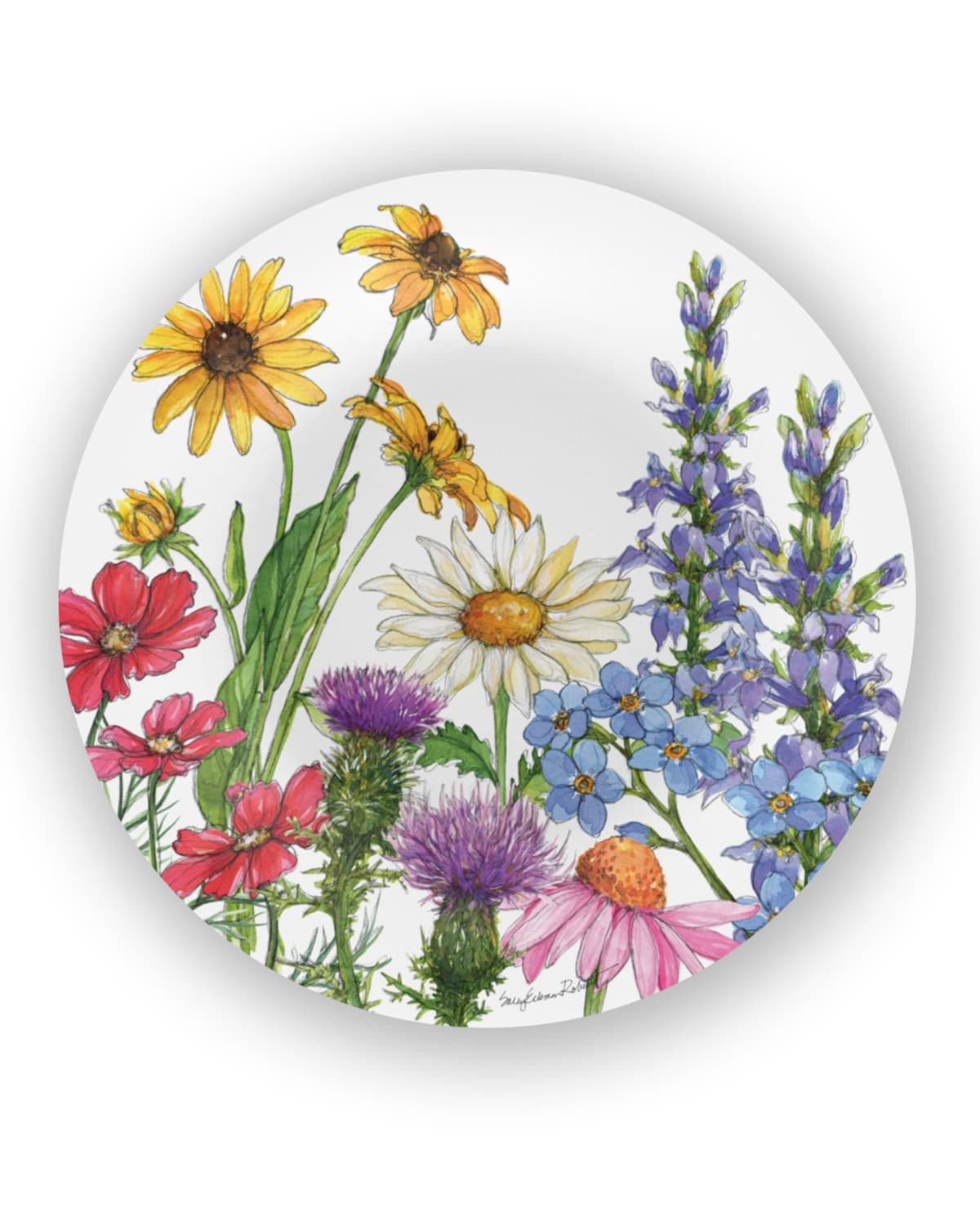 Shop Bamboo Table Wildflowers Shatter-resistant Bamboo Dinner Plates, Set Of 4 In Multi-color