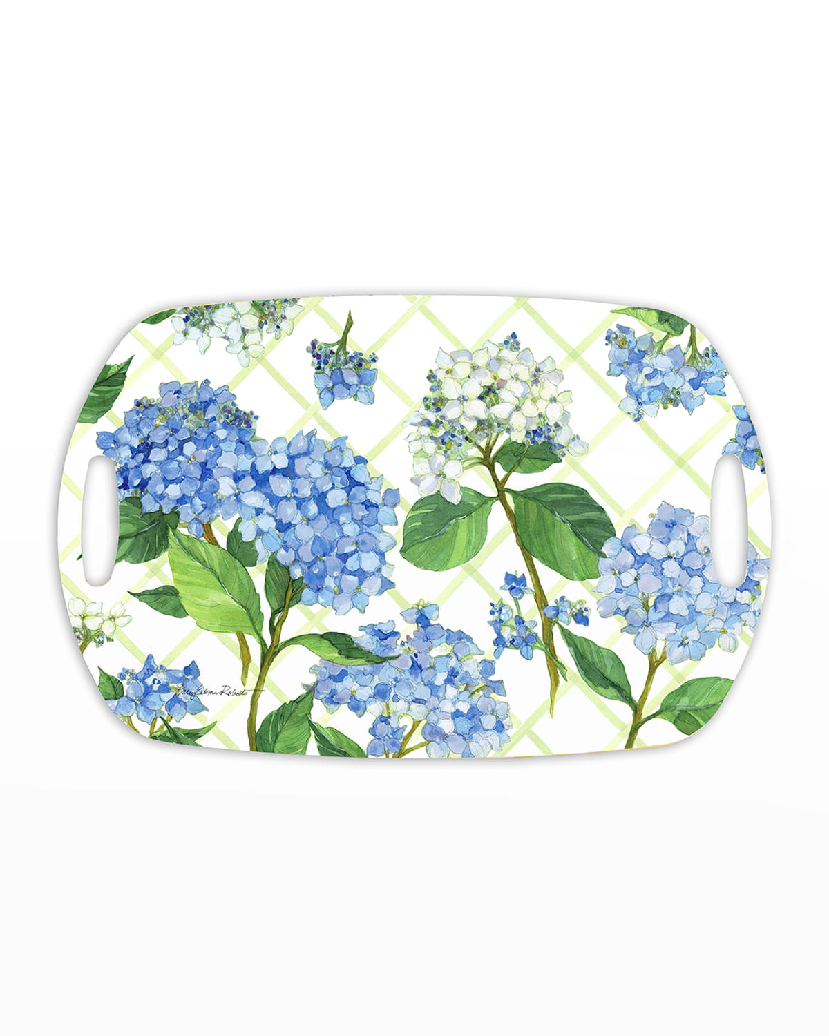 Shop Bamboo Table Hydrangea Lattice Shatter-resistant Bamboo Serving Tray In Blue