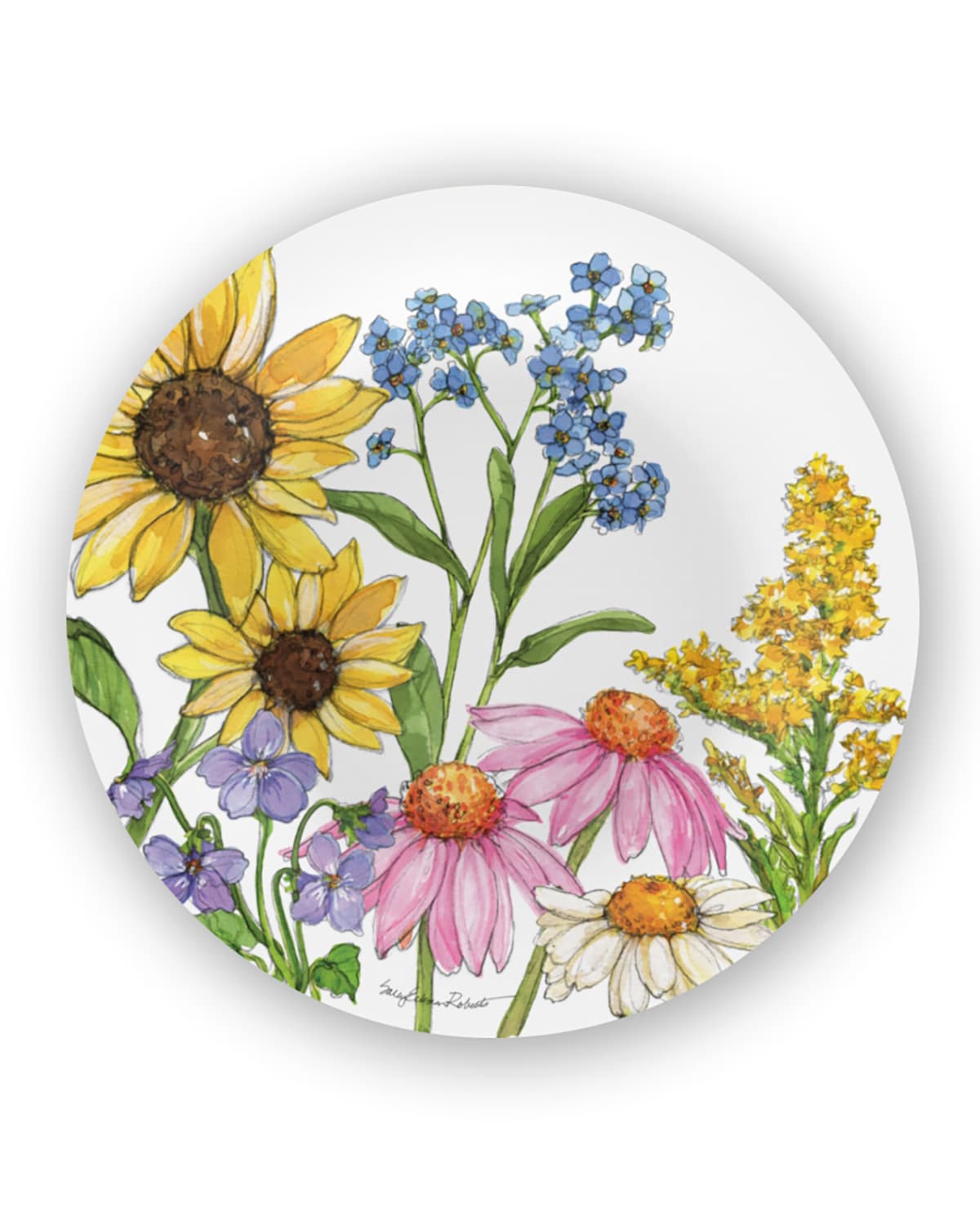 Shop Bamboo Table Wildflowers Shatter-resistant Bamboo Salad Plates, Set Of 4 In Multi-color