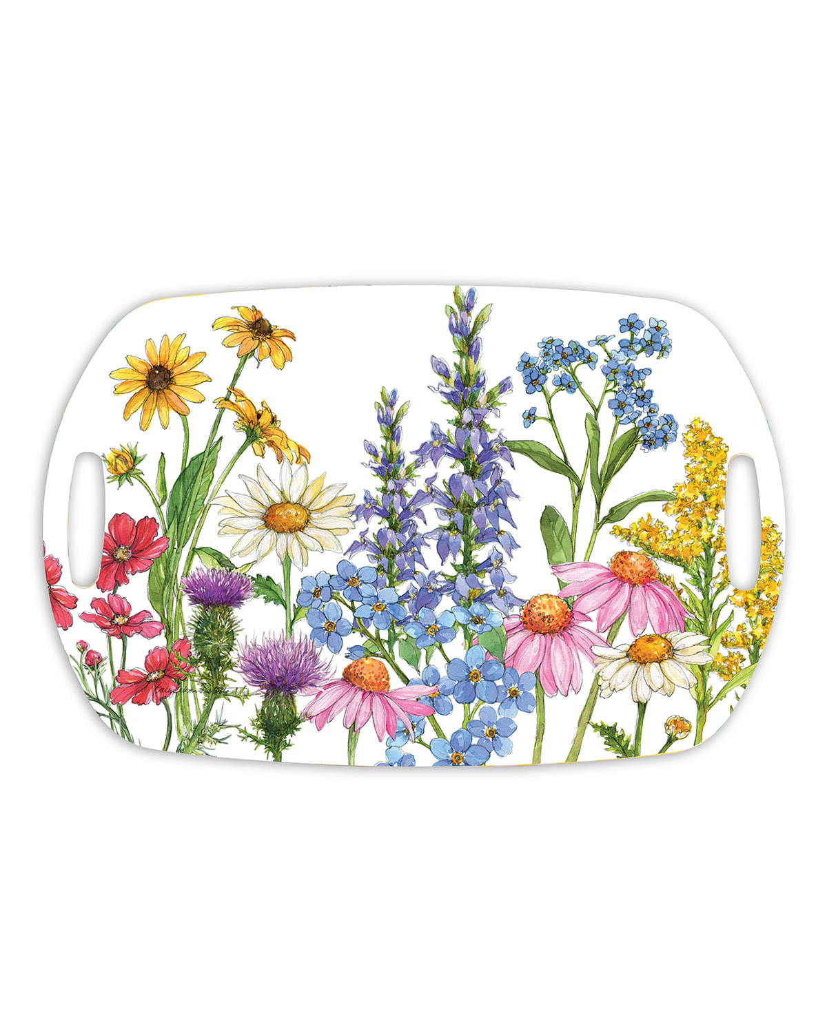 Shop Bamboo Table Wildflowers Shatter-resistant Bamboo Serving Tray In Multi-color