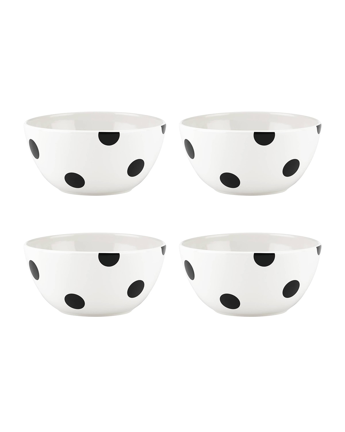 deco dot black appetizer bowls, set of four