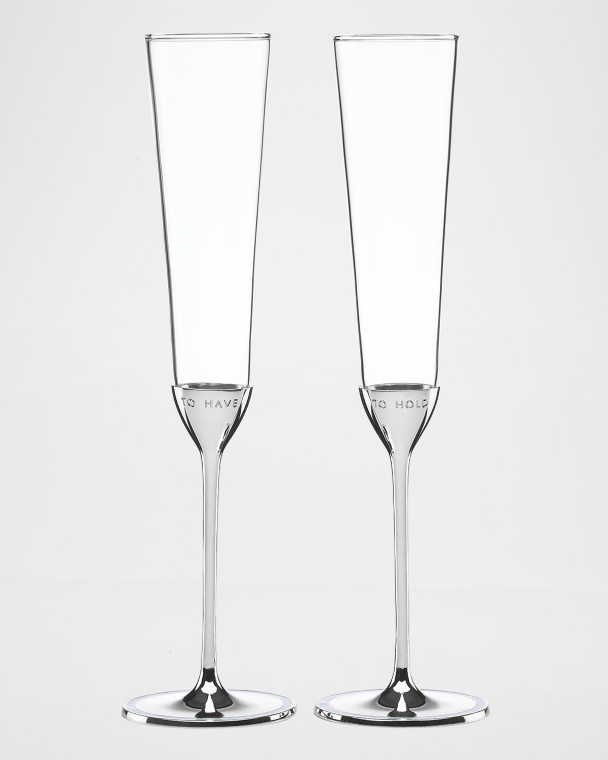 Kate Spade Take The Cake To Have & To Hold Champagne Toasting Flute Set In Silverplate/enamel