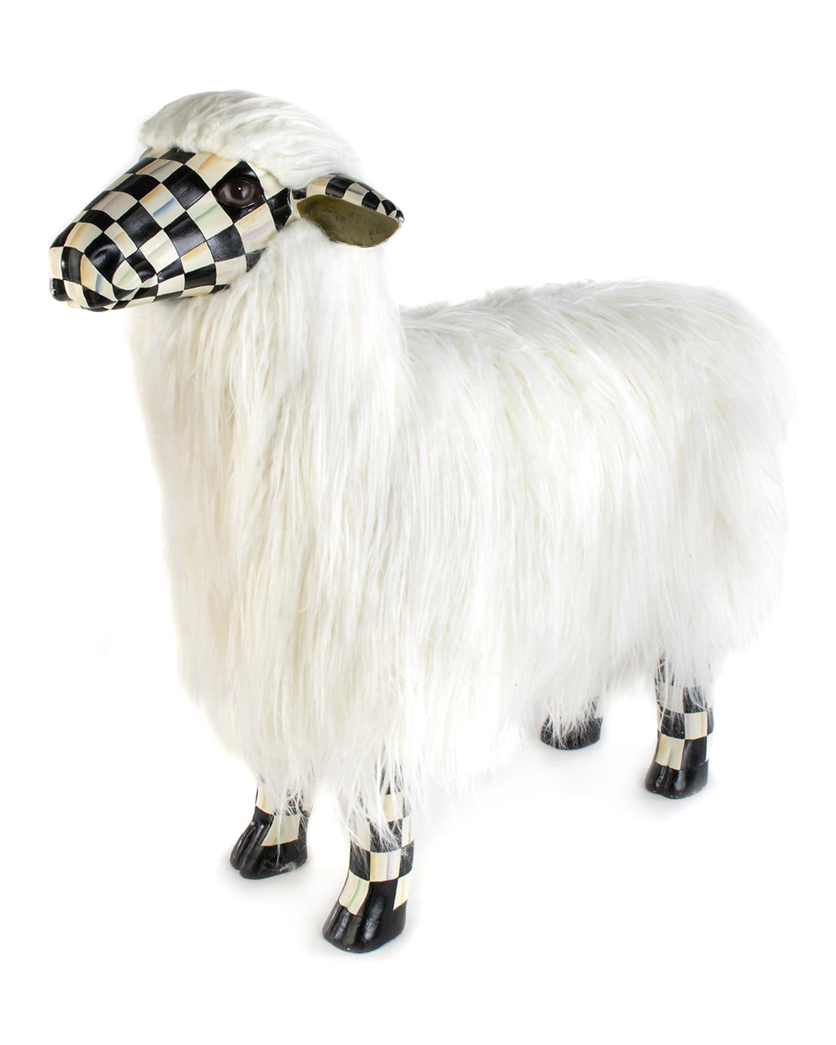Shop Mackenzie-childs Courtly Check Large White Sheep In Black/white