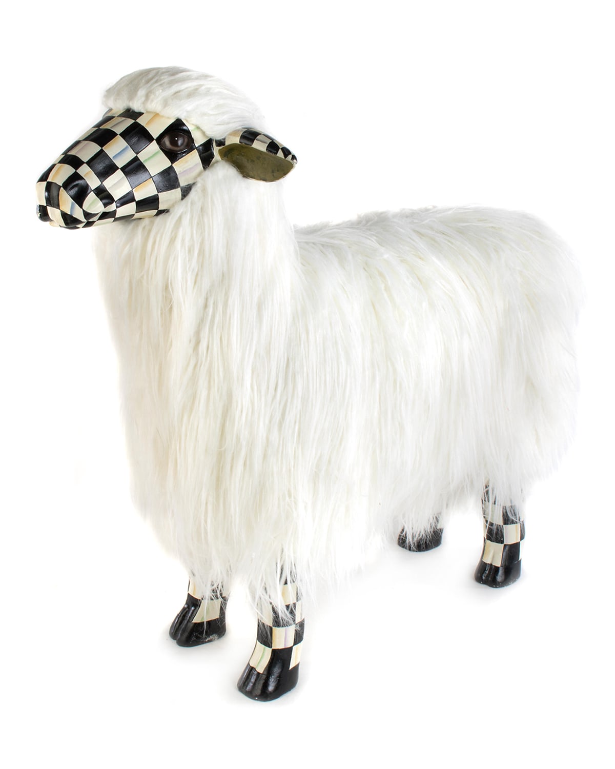 Mackenzie-childs Courtly Check Large White Sheep In Black/white