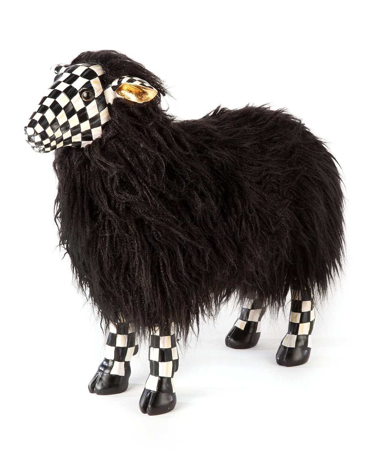 Shop Mackenzie-childs Courtly Check Small Black Sheep In Black/white
