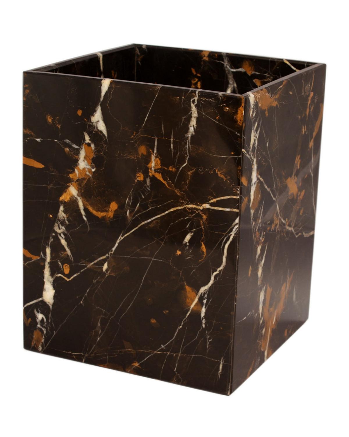 Marble Crafter Myrtus Collection Black & Gold Wastebasket W/ Liner In Black Gold