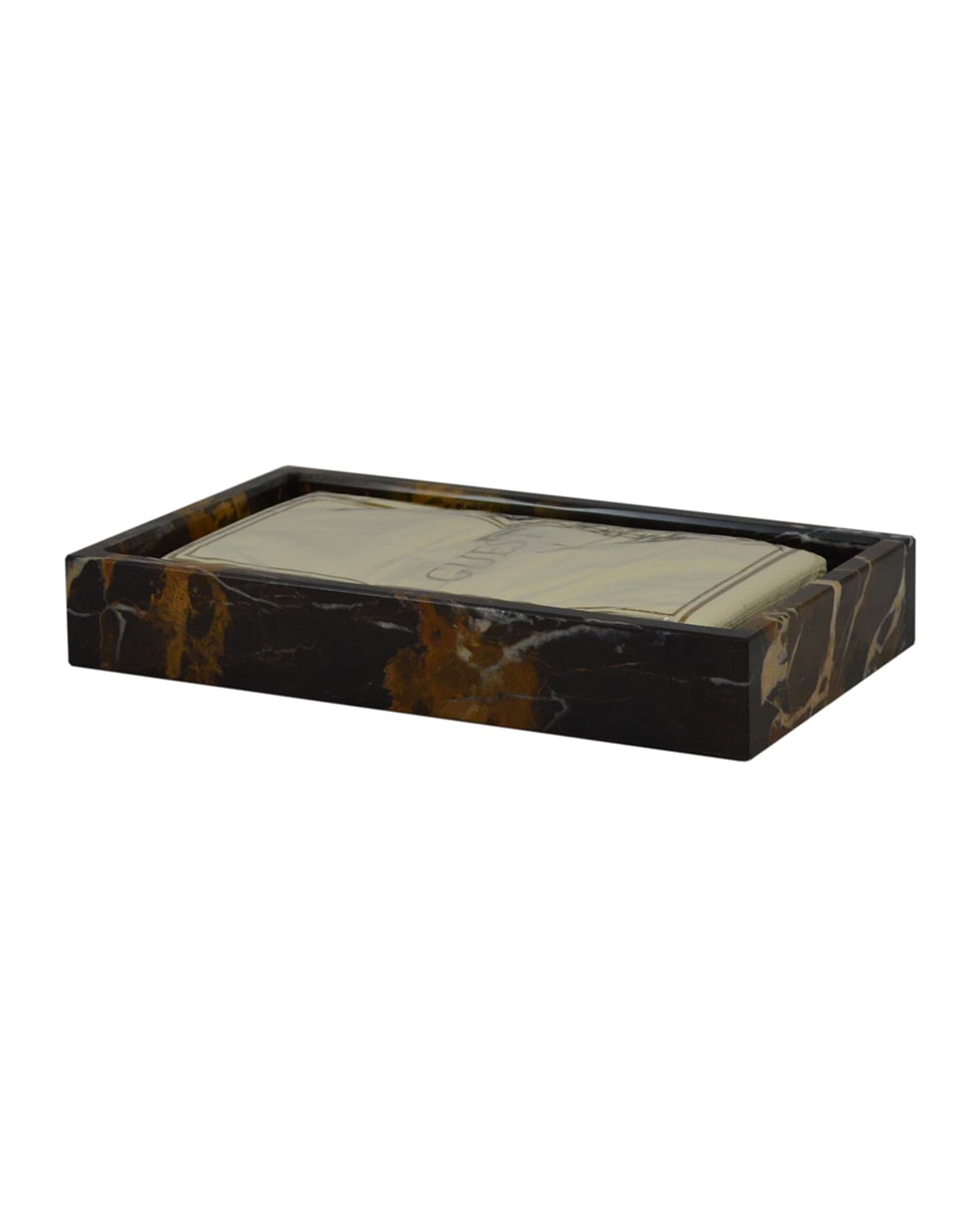 Marble Crafter Myrtus Collection Black & Gold Marble Guest Towel Tray In Black Gold
