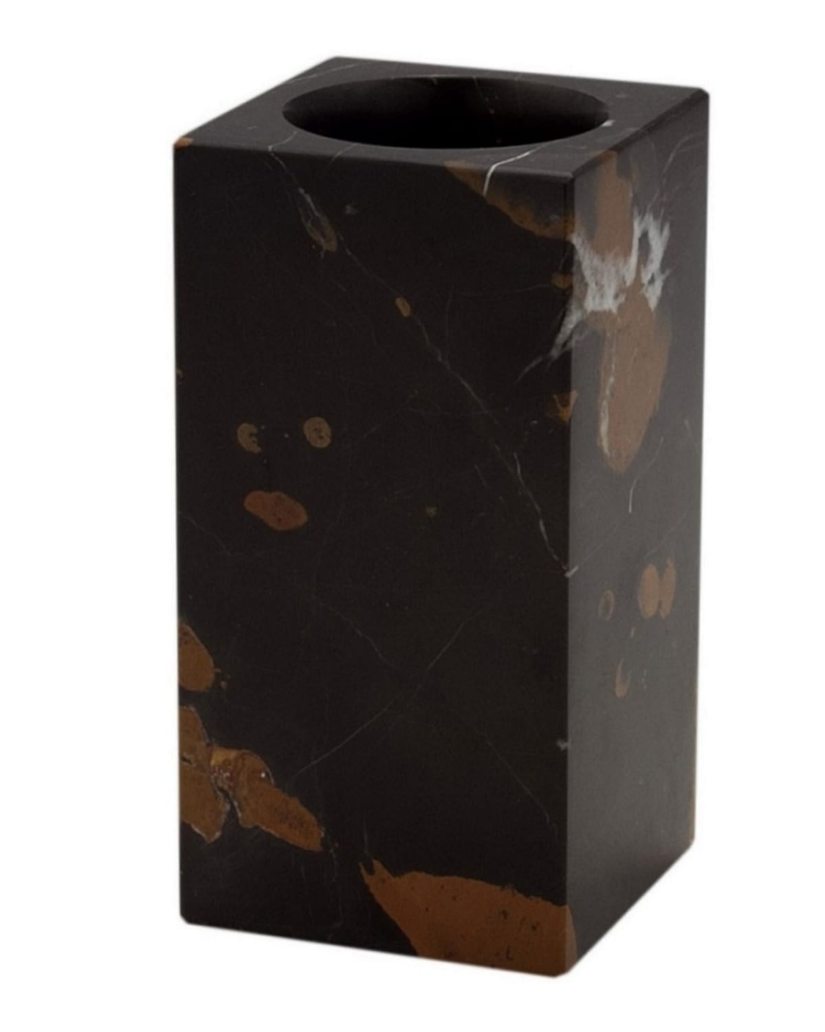Marble Crafter Myrtus Collection Square Black & Gold Marble Tumbler In Black Gold