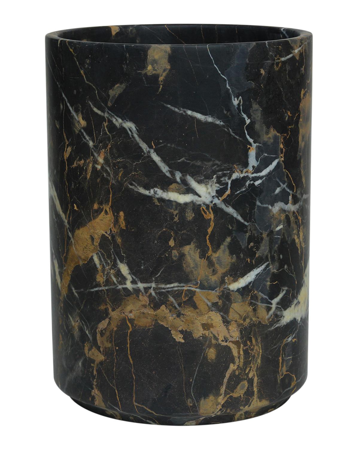 Marble Crafter Eris Collection Wastebasket With Liner In Black Gold