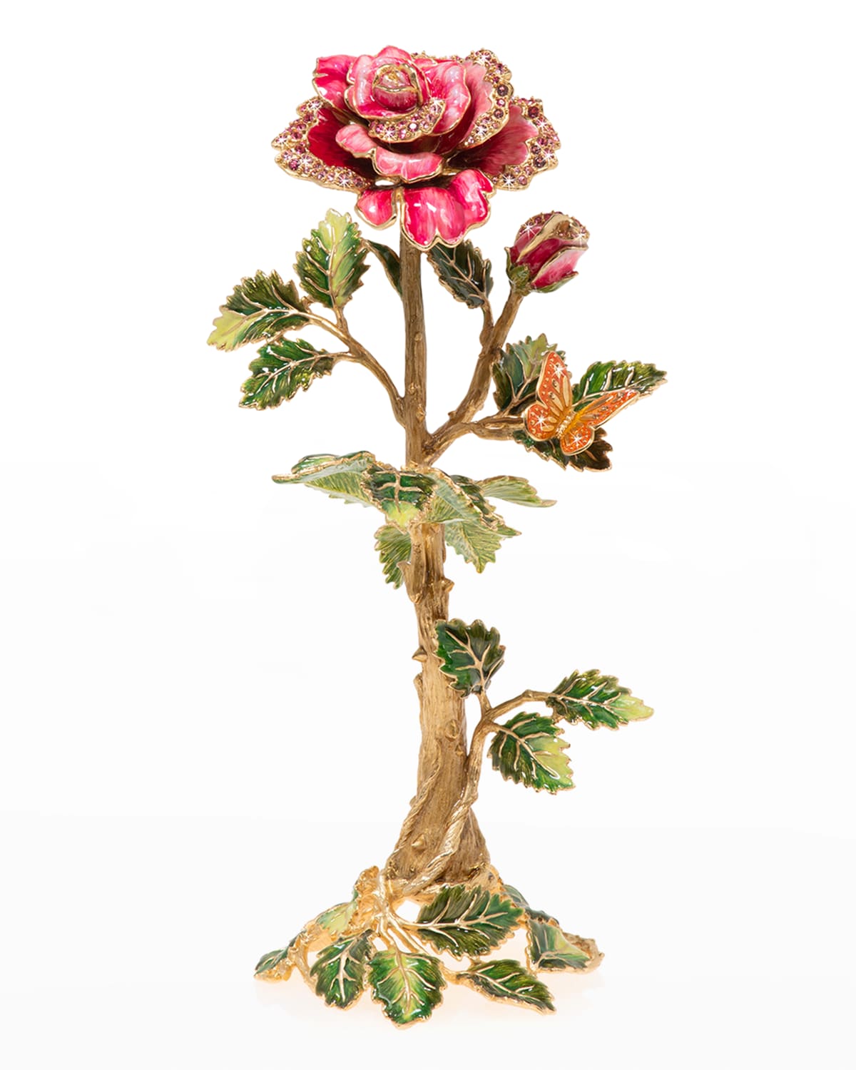 Jay Strongwater Enamel Crystal Rose In Multi