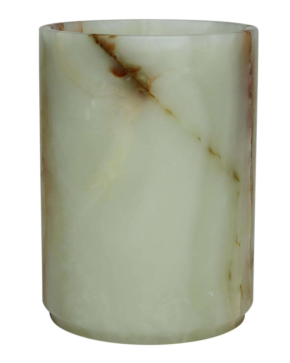 Marble Crafter Eris Collection Light Green Onyx Round Wastebasket W/ Liner