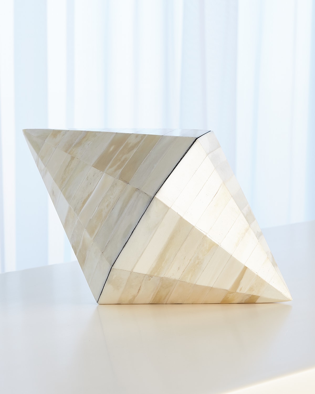 Global Views Triangle Cone White Bone Box In White
