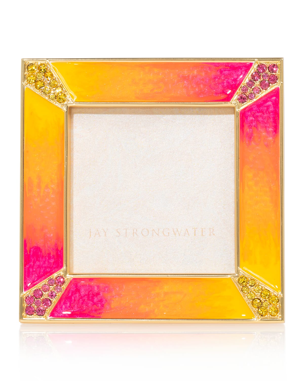 Shop Jay Strongwater Leland Ombre Pave Corner Frame, 2" In Bright Pink