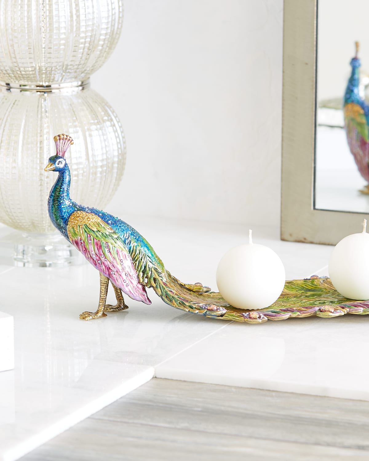 Jay Strongwater Peacock Tray In Multi