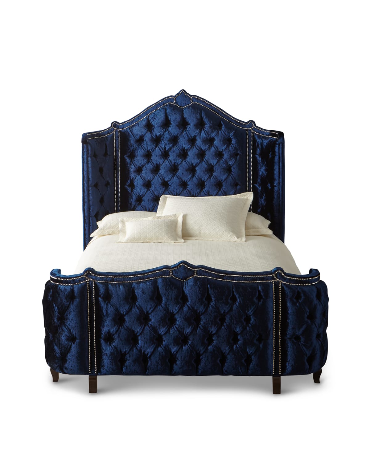 Haute House Penelope Crushed Velvet California King Bed In Navy
