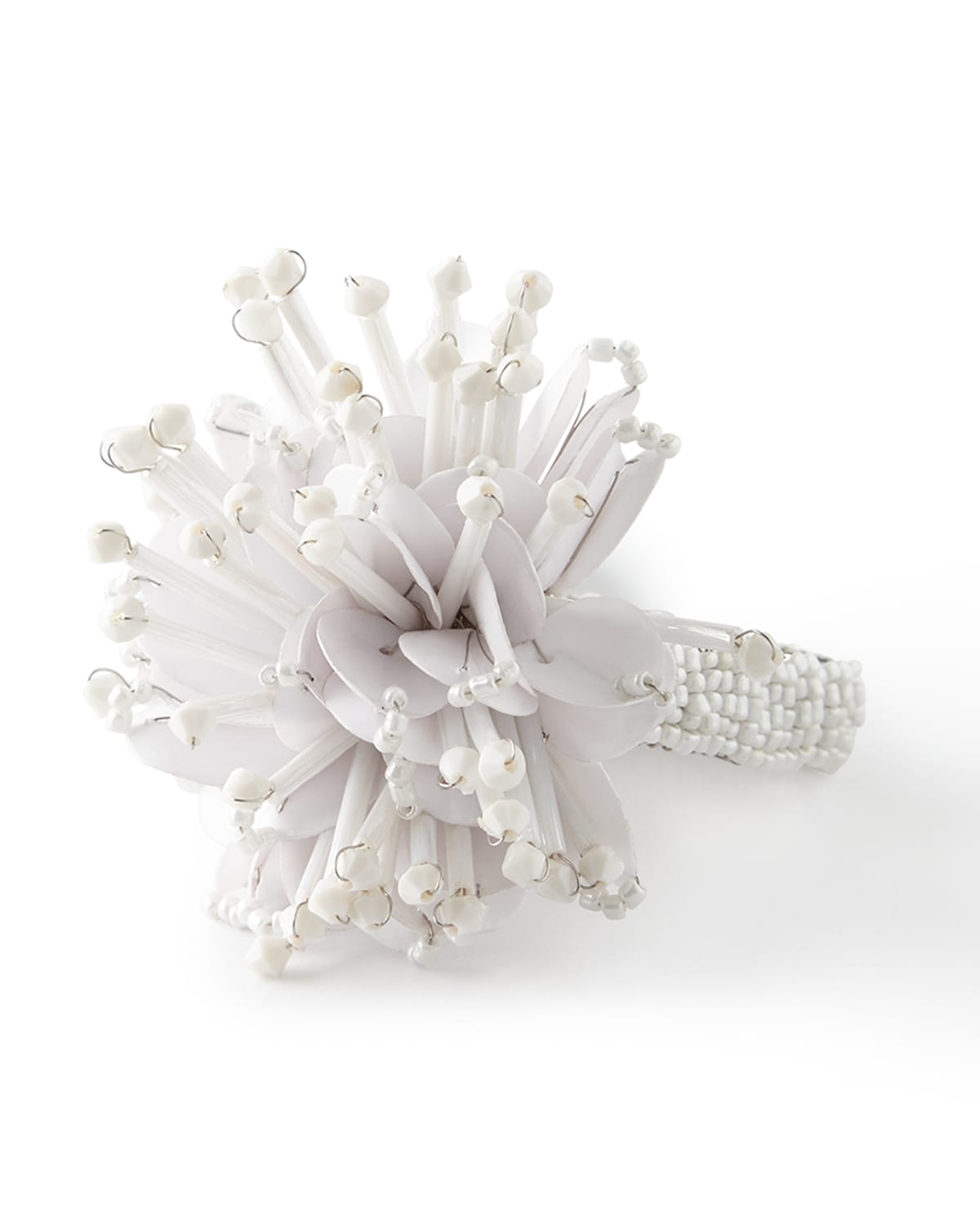 Shop Kim Seybert Starburst Beaded Napkin Ring In White