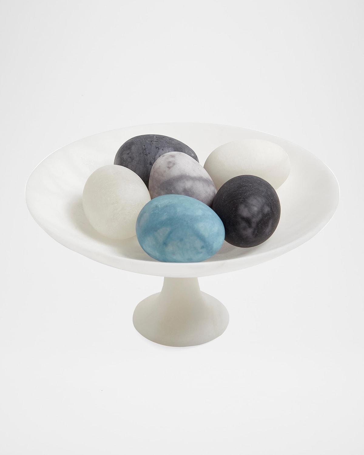 Global Views Assorted Alabaster Eggs, Set Of 6 In Blue