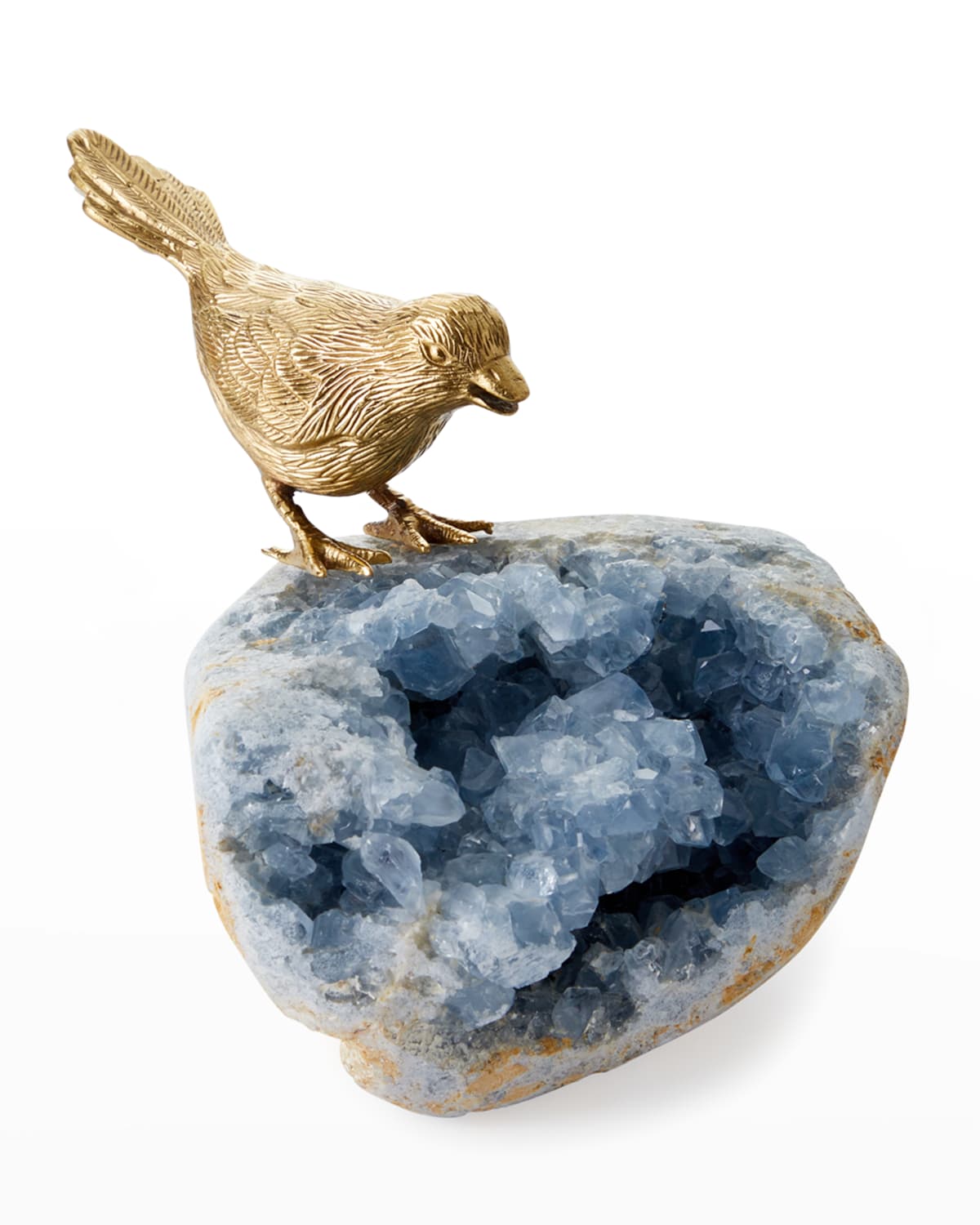Shop John-richard Collection Bird On Celestite Rock I Decorative Accent In Gold