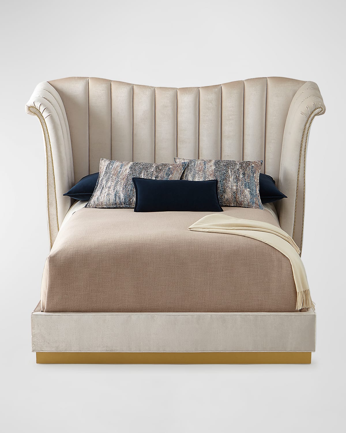 Haute House Moira Snow Channel Tufted California King Bed In Snow
