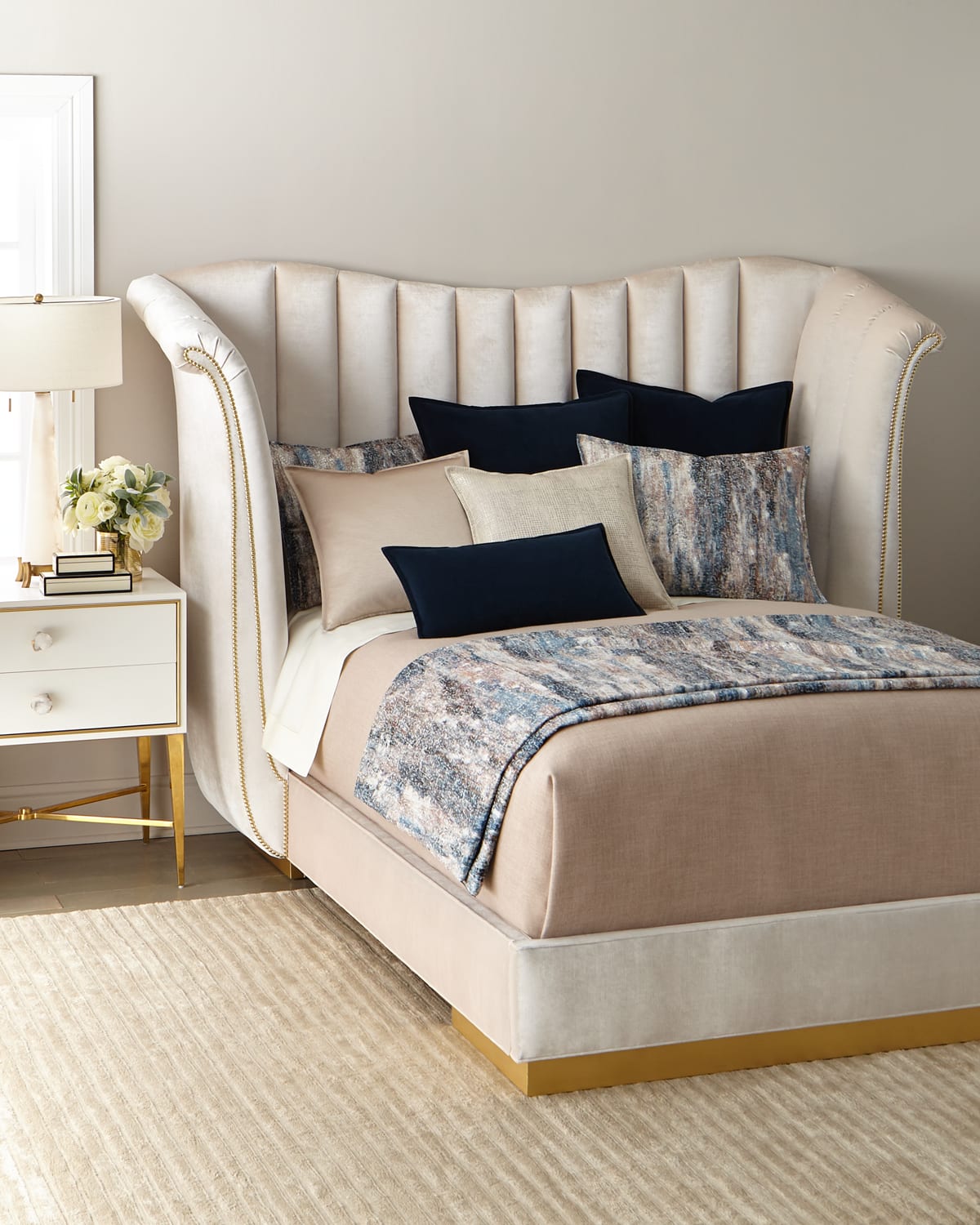 Haute House Moira Snow Channel Tufted Queen Bed