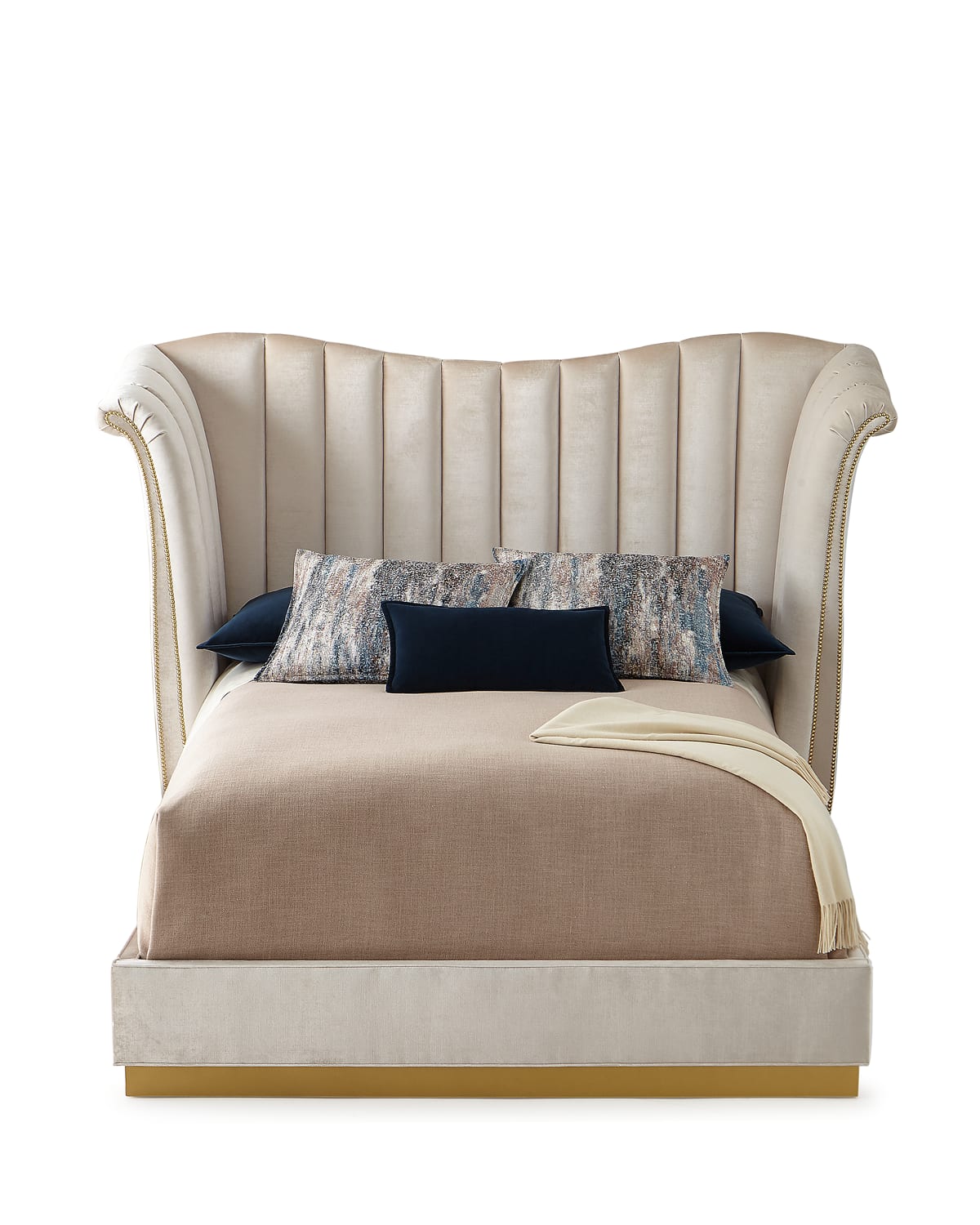 Haute House Moira Snow Channel Tufted Queen Bed